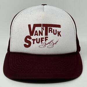 Vintage 80s Van n Truk Stuff Trucker Hat Baseball Cap Truck Mesh Snapback Red